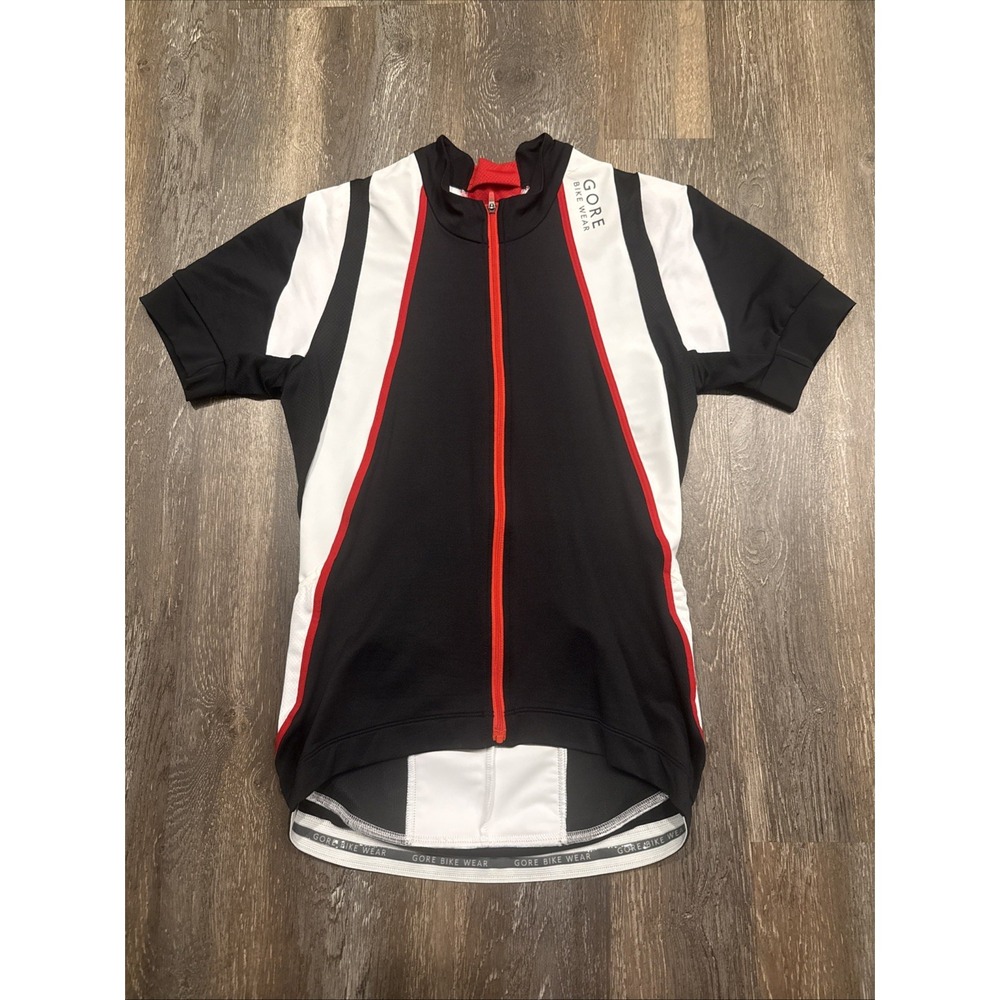 Gore Bike Wear Men's Small Cycling Jersey Black Red White  Full Zip